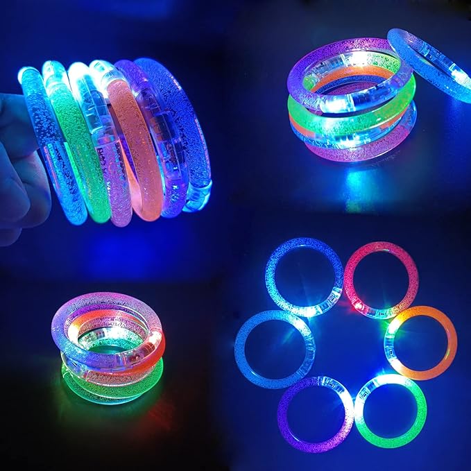 30 Pcs Glow In The Dark Bracelets, 6 Colors LED Bracelets Bulk Party Supplies for Kids and Adults, Glow Neon Party Favors Toys for Carnival Halloween Christmas Birthday Wedding