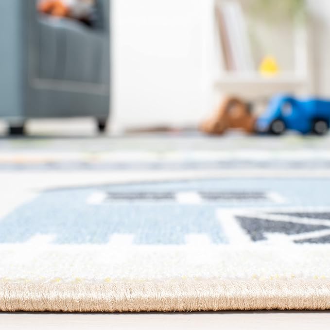 SAFAVIEH Kids Playhouse Collection Accent Rug - 4'4" x 6', Beige & Green, Non-Shedding Machine Washable & Slip Resistant Ideal for High Traffic Areas for Boys & Girls in Playroom (KPH227A)