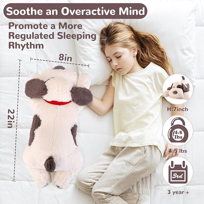 meowtastic Grey & White Dog Weighted Stuffed Animals - 22 Inch 4.5 Pounds Weighted Plush Dog Stuffed Animals - Big Stuffed Dog Plush Pillow - Cute Plush Toys Gifts for Kids & Adults (22" 4.5 lbs)