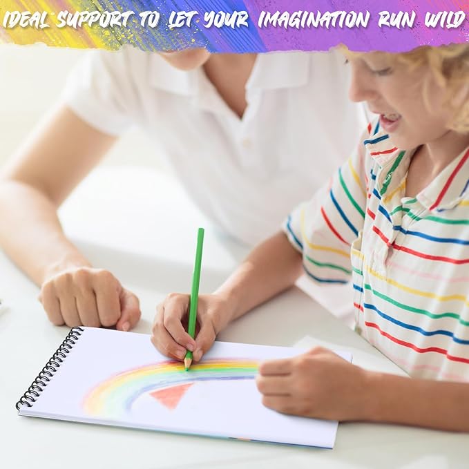 Fulmoon 100 Pack Drawing Pad for Kids Sketch Pads 40 Sheets Top Spiral Drawing Books Bulk 6 x 9 Inch Children Coloring Paper for Crayons Pencils School Kid Painting Party Art Supplies