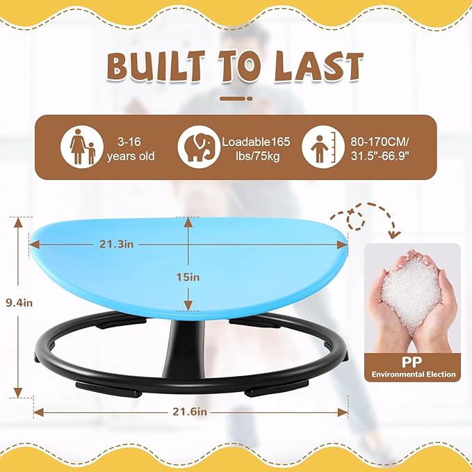 Zhenx Spinning Chair for Kids, Autism Kids Swivel Chair, Kids Sensory Chair, Spinning Chair for Autistic Kids & ADHD Children, Sit and Spin Training Body Coordination (Blue)