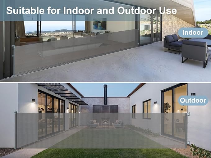 180 Inch Retractable Baby Gates - 41" Extra Tall Extra Wide Mesh Dog Gates for Large Openings Indoor(Gray)