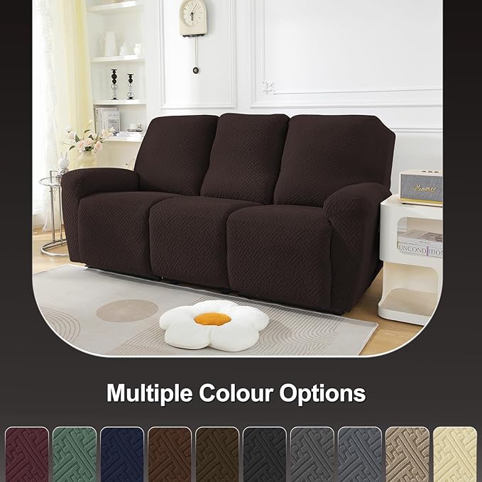 NORTHERN BROTHERS Stretchy Recliner Sofa Covers 3 Seater, Couch Cover Recliner Sofa 3 Cushions, Sofa Recliner Covers, Dark Brown