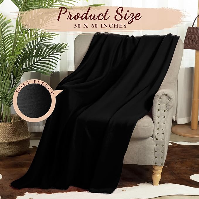 Buryeah 10 Pcs Fleece Blanket Bulk Soft Warm Fleece Blankets Cozy Lightweight Throw Blankets Plush Pet Throw Blanket for Home Bed Sofa Office Wedding Gifts Travel(50" X 60",Gray Black)