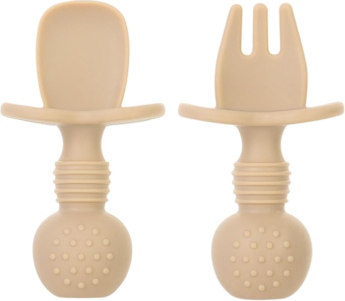 6 Pack Baby Spoons and Forks Set, Silicone First Stage Self Feeding Infant Toddler Utensils, BPA Free, Baby Led Weaning Feeding Supplies for Baby Essentials
