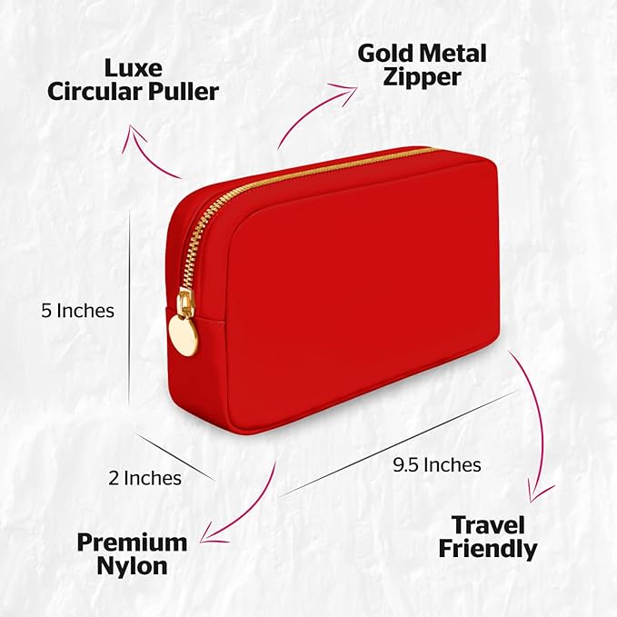 DANCOUR Nylon Makeup Bags for Women Large Preppy Travel Toiletry Pouch Cosmetic Bag Makeup Organizer