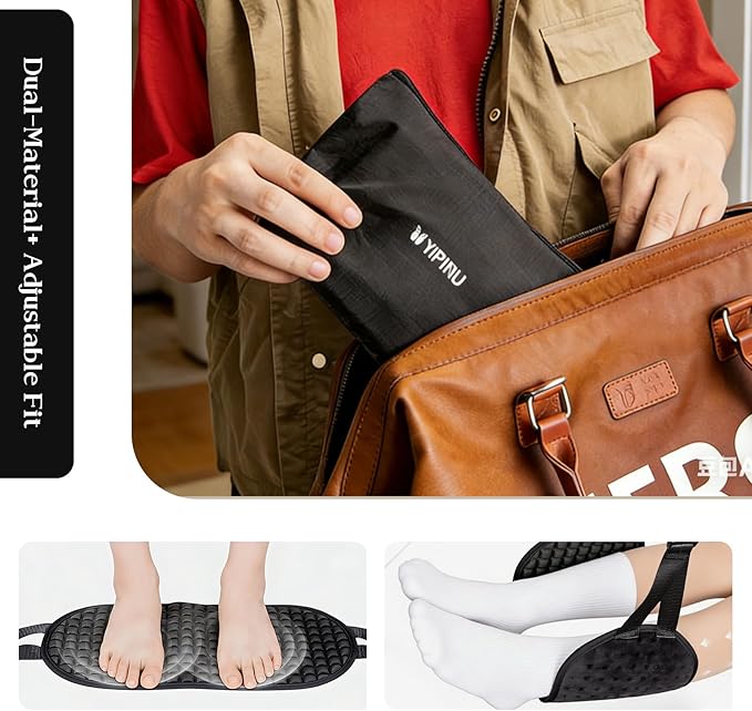 Foot Hammock for Plane Travel - Adjustable Airplane Foot Hammock, Ergonomic Airplane Travel Essentials with Bonus Sock Storage Pouch for Comfortable Long Flights & Trips