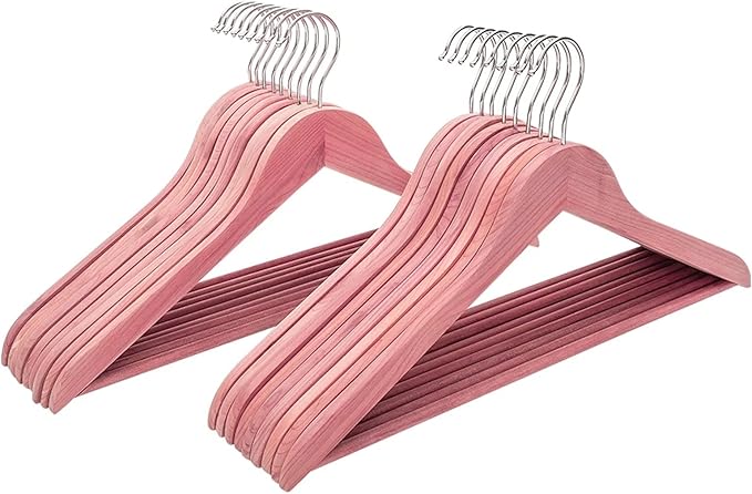 FairyHaus Natural Cedar Hangers 24Pack, Smooth Finish Wooden Coat Suit Hangers - Slim Sleek & Flat Cedar Wood Shirt Hangers with 360° Rotating Hook, Durable Cedar Clothes Hangers