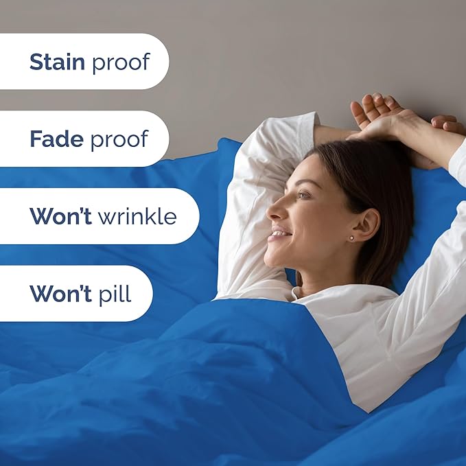 Duvet Cover Full Size Set - Extra Soft Full Size Duvet Cover 80 x 90 with 2 Pillow Shams - Hotel Luxury Easy Care and Fade Free w/Zipper Closures & Ties - Comfy Breathable Bedding Set (Royal Blue)