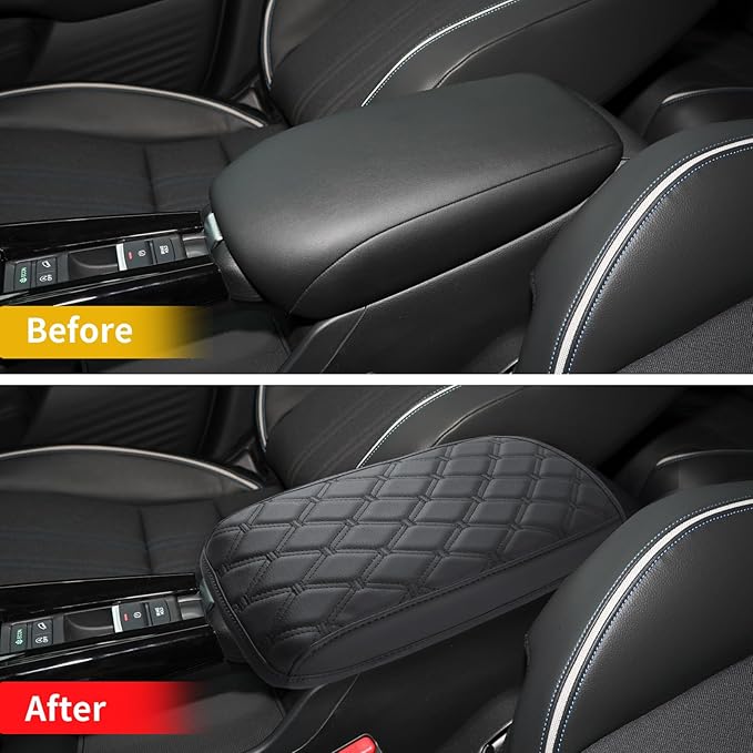 GIANT PANDA Custom Fit Center Console Armrest Cover for Honda HRV 2023 2024 2025 2026,Waterproof Faux Leather Middle Console Cover Arm Rest Lid Cover - Full Protection - Black