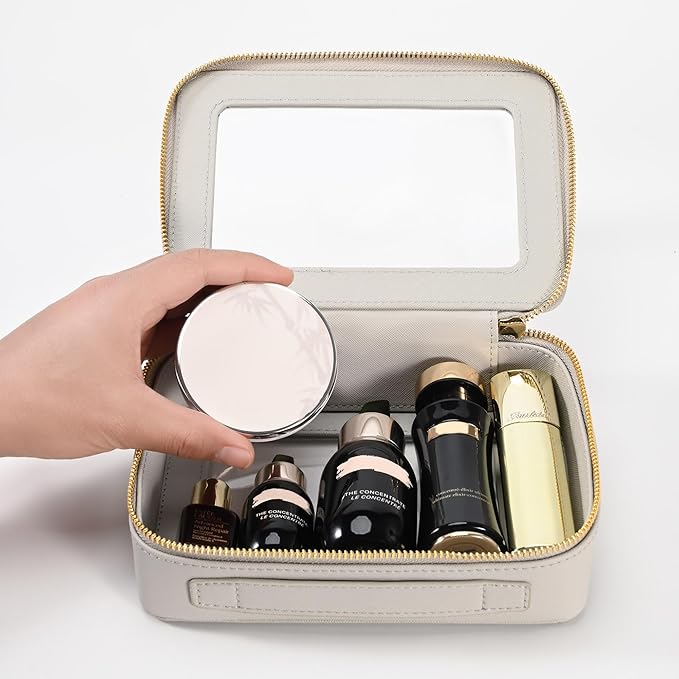 Aveniee Clear Makeup Bag Organizer,Travel Toiletry Bag for Women,Waterproof Cosmetic Pouch with Zippers,Car Accessories Organizers and Storage Case,Grey