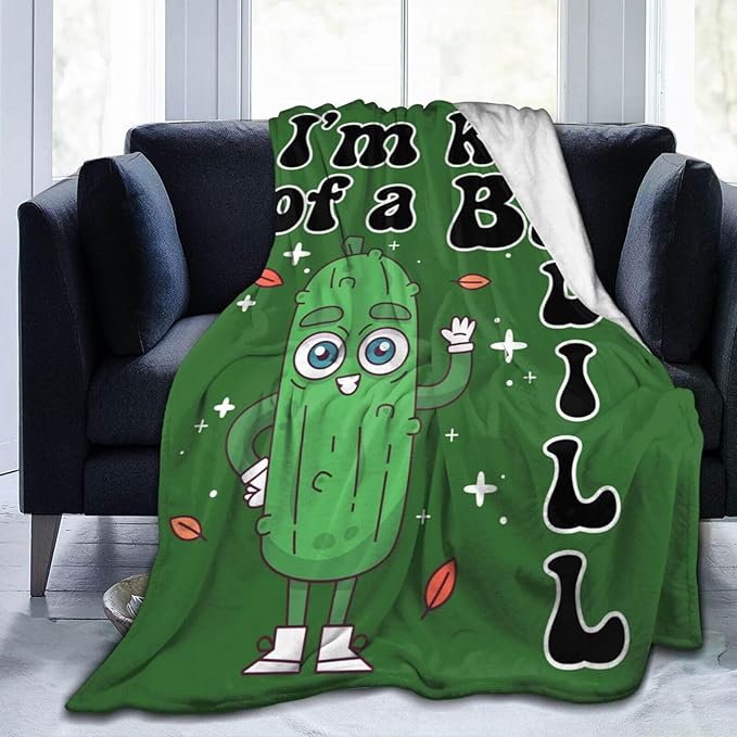 Pickle Blanket for Boys Girls, Cute I'm Kind of a Big Dill Themed Design Printed Throw Blankets for Kids Lap, Chair, Warm Soft Cozy Blanket, 30"x 40"