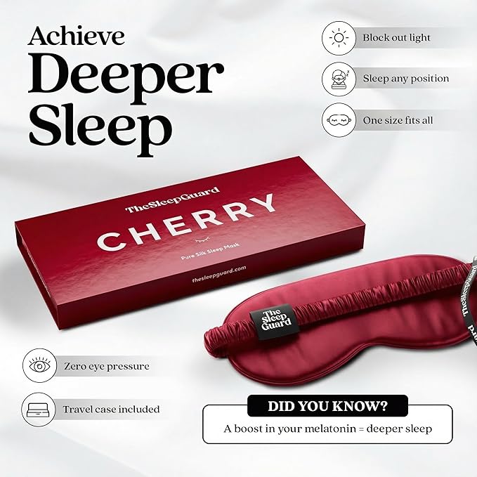 TheSleepGuard Pure Silk Sleep Mask [100% 6A Mulberry Silk, 22 Momme] Light Blocking Travel Essentials. Eye Masks for Sleeping. Black Oeko-Tex Blindfold. Eye Covers for Men & Women