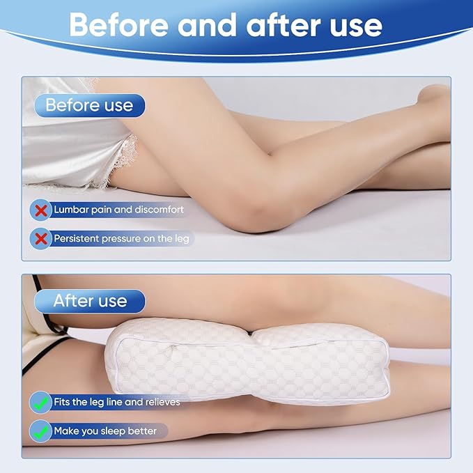 Cooling Knee Pillow for Side Sleeper, 6"Leg Pillow for Side Sleeping, 100% Cooling Fabric Pillow for Between Knees While Sleeping - High Support Alternative for Relieving Leg, Back, and Knee Pain