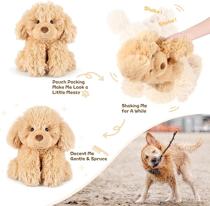 Warmable Golden Retriever Plush Toy, Microwavable Stuffed Animal Heating Pads for Period & Stress Relief, Lavender Dog Stuffed Animal for Anxiety, Bedtime, Puppy Plushie Gifts for Kid Women