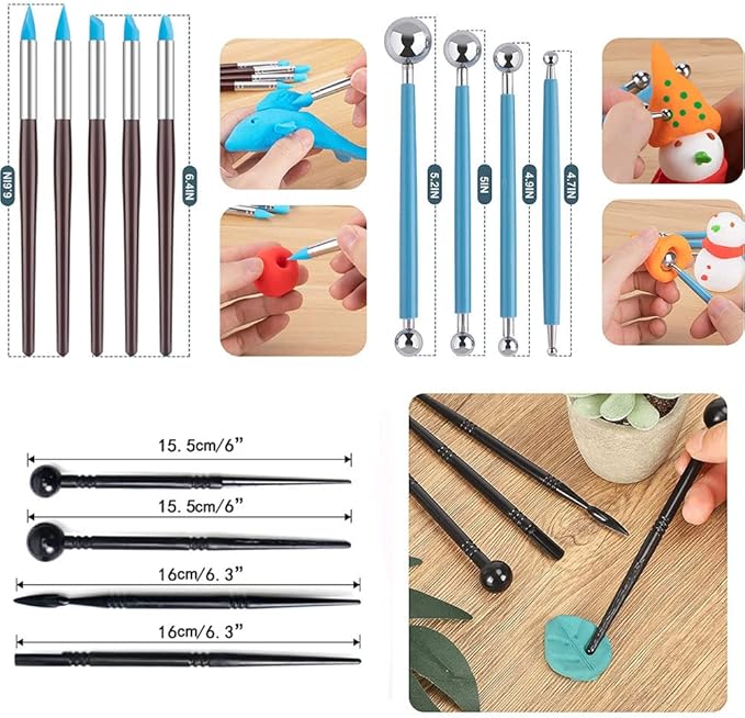 Clay Tools 40PCS Pottery Tools Clay Sculpting Tools Polymer Clay Tools Kit Ceramic Tools for DIY Handcraft Modeling Clay Carving Tools Set