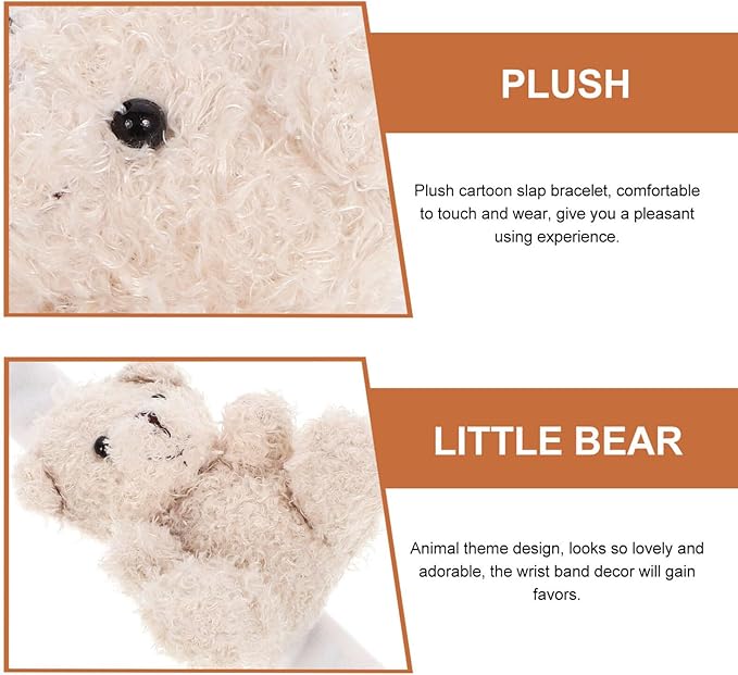 Abaodam Animal Slap Bracelet Bear Slap Bracelet Plush Stuffed Animal Hugger Snap Wrist Band for Kids Birthday Party