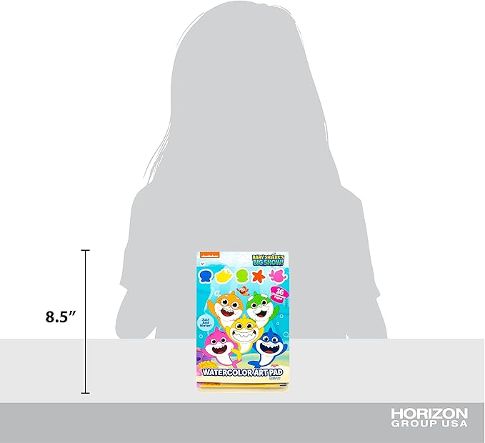 Horizon Group USA Baby Shark Watercolor Art Pad – Baby Shark Water Coloring Book & Painting Set –Baby Shark Watercolor Painting Kit – Great Baby Shark Art Set for 3 Year Old