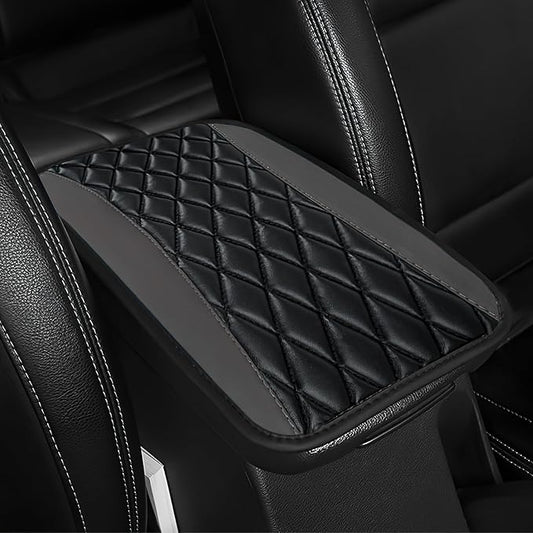 ongfuwu Car Center Console Cushion Pad, 12.72"×7.52" Leather Waterproof Auto Armrest Seat Box Protector, Car Center Console Cover, Universal Interior Decor Car Accessories for SUV Truck (Gray)