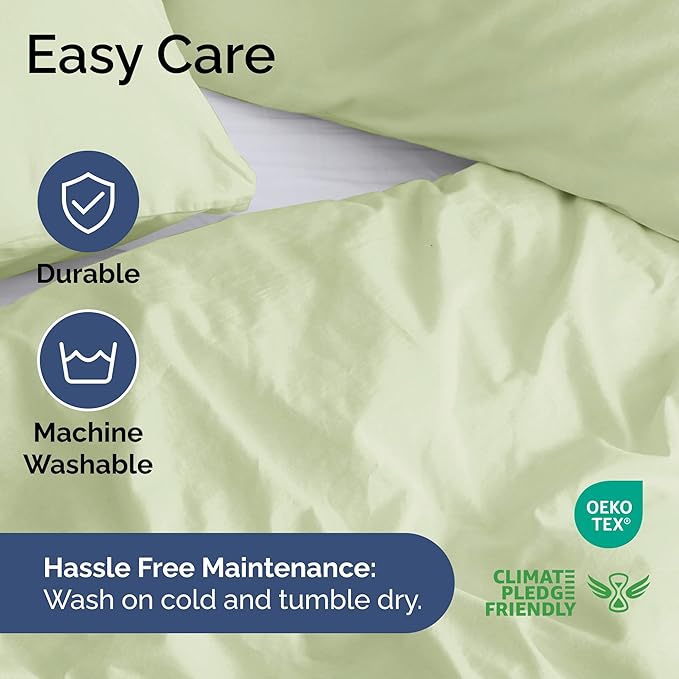 CGK Unlimited Duvet Cover Cal King Size Set - Extra Soft Cal King Size Duvet Cover 104 x 98 with 2 Pillow Shams - Hotel and Fade Free w/Zipper Closures & Ties - Bed Linens Set (Light Sage Green)