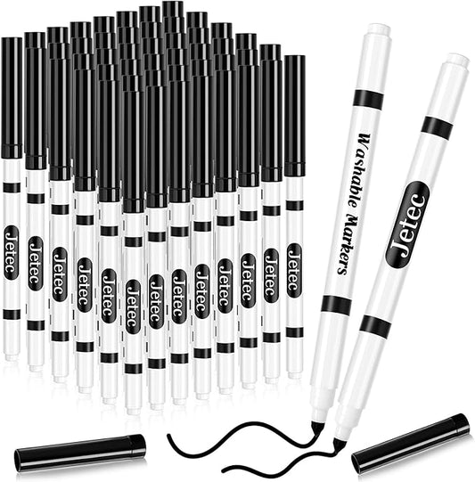 Janlaugh 48 Pcs Line Washable Markers Bulk Black Fine Tip Markers Set Thin Coloring Mark pens for Kids Black Tips Mark pen for Art School Supplies, Back to School Supplies, Ages 6+