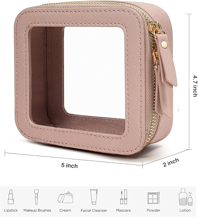 FFpaw Travel Clear Makeup Bag Set, TSA Approved Cosmetic Bag Case with Zipper Portable Makeup Pouch Toiletry Bag Women Traveling Cosmetic Organizer Storage Bag Car Organizer Car Essentials for Women