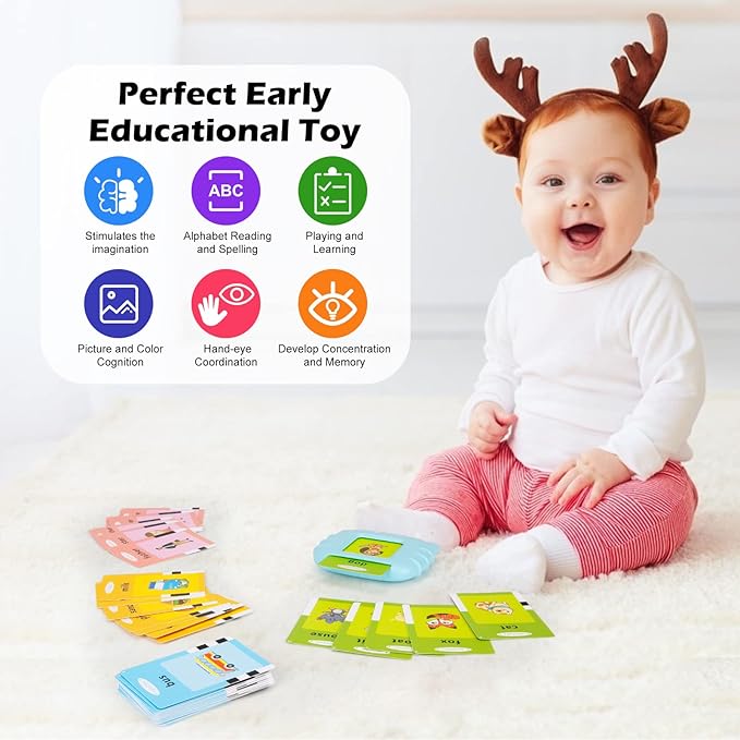 Talking Flash Cards with 224 Sight Words, Montessori Educational Learning Interactive Toddler Toys, Speech Therapy and Autism Sensory Toys, Blue