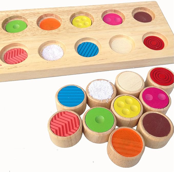 YHZAN Sensory SEN Montessori Tactile Touch & Match Sensorial Wooden Material Children's Basic Skills Development Toys for Toddlers