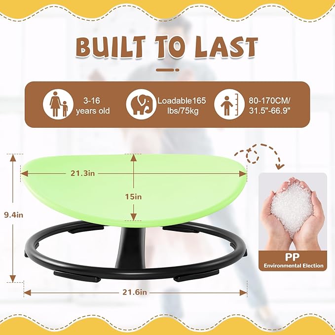 Zhenx Spinning Chair for Kids, Autism Kids Swivel Chair, Kids Sensory Chair, Spinning Chair for Autistic Kids & ADHD Children, Sit and Spin Training Body Coordination (Green)