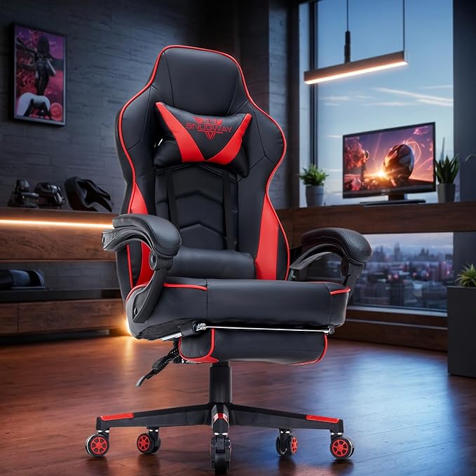Gaming Chair High Back Ergonomic Racing Computer Desk with Comfortable Lumbar Support and Headrest Girl Gamer Height Adjustable