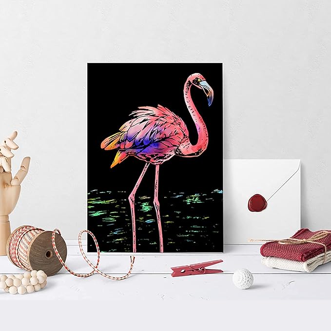 Georgie Porgy Scratch Paper Art A4 Set for Kids Adults Magic Rainbow Scratch Postcards Boards for DIY Arts and Crafts Kits Christmas Birthday Gift with Scratching Tools Kit (Magical Animals)