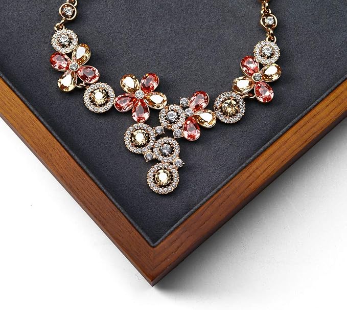 Oirlv Wood Flat Jewelry Tray Stackable Jewelry Drawer Organizer Showcase Jewelry Holder(Grey)