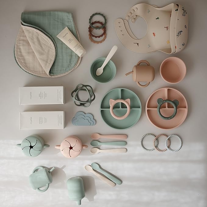 mushie Silicone Suction Bowl | BPA-Free Non-Slip Design (Cambridge Blue)