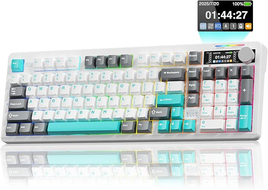 LINGBAO K98 PRO 96% Mechanical Keyboard Wireless, with Screen & Knob, Creamy Gaming Keyboard, Tri-Mode BT5.0/2.4GHz/USB-C, Gasket Mount Hot-Swappable Linear Switches RGB Backlit Gamer Keyboards for PC