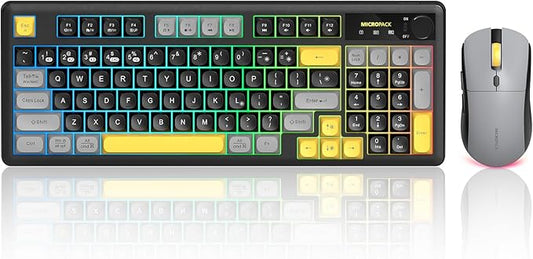 Wireless Keyboard and Mouse Combo Creamy with Number Pad for Desktop Mac iPad Bluetooth/2.4ghz/Wired Rechargeable Light up RGB Quiet Compatible with PC Laptop Tablet (Black)