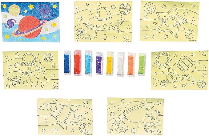 Fun Express Awesome Outer Space! Sand Art - Crafts for Kids and Fun Home Activities - VBS Vacation Bible School Supplies/Decor