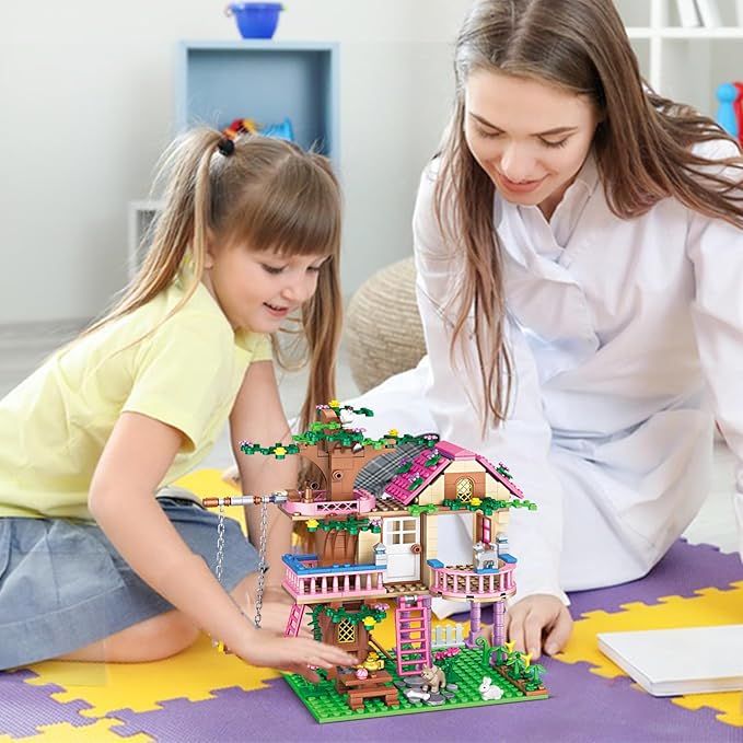 Tree House Building Set Compatible with Lego Friends, 504 PCS Forest House Building Kit Birthday Gift for Kids Girls Boys Age 6-12 Years（7652）