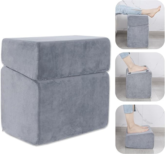 ROYALAY Adjustable Foot Rest Under Desk for Office, High-Density Foam Foot Rest with 3 Adjustable Heights, Ergonomic Footrest with Washable Cover for Home, Airplane, Travel(17 * 11 * 17in, Gray)