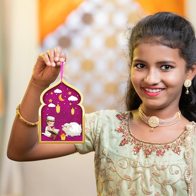 Fennoral 24 Pack Ramadan Crafts for Kids Make You Own Ramadan Foam Sticker Ornaments DIY Arts and Crafts for Kids Girls Boys Art Project Eid Mubarak Kareem Mosque Decoration