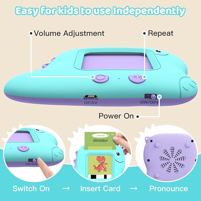 Talking Flash Cards, Montessori Learning Toy for Toddler, Autism Sensory Product Speech Therapy Toys, Preschool Kindergarten Educational Toy Sight Words Phonics for 2 3 4 Year Old Boys Girls