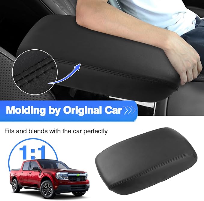Autorder Center Console Cover for 2022-2025 2026 Ford Maverick Accessories Armrest Cover Anti-Scratch Middle Console Pad Leather Armrest Protector