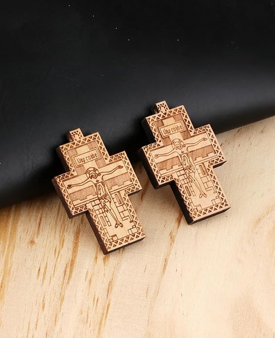 COTTVOTT Wooden Christian Jesus Cross/Orthodox Crucifix Charms Pendants for Rosary Necklace, DIY Jewelry Making Accessories Parts