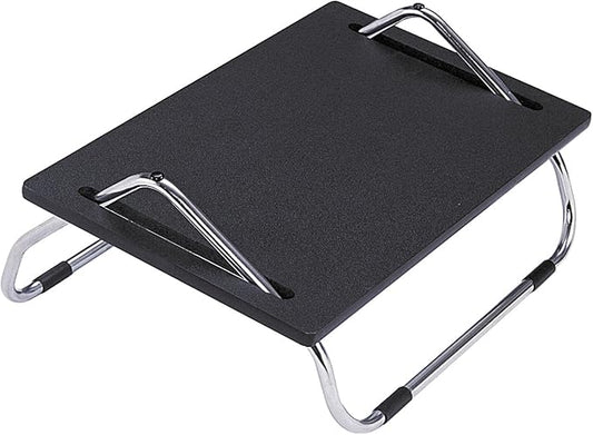 Safco Ergo-Comfort 8 In High Adjustable Footrest, Tilt Angle, Black with Chrome Stand
