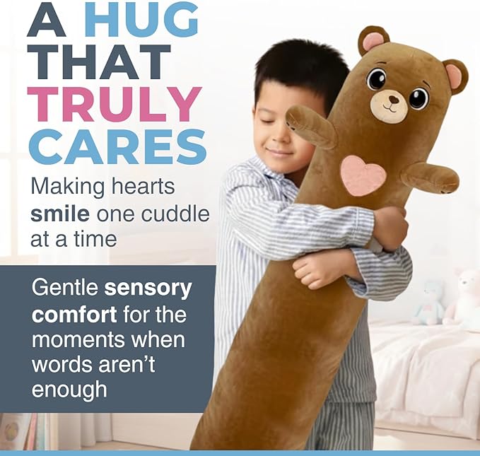 Bear Plush Body Pillow for Kids | Long Stuffed Animal Cuddle Pillow | Soft Hugging Toy | Plushie Gift for Girls & Boys | Long Plush Body Pillow for Sleep & Comfort | Small, 23 Inches