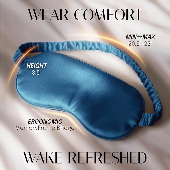 Silk Sleep Mask Eye Mask Blindfold with Double Layer Silk Filling and Elastic Strap for Full Night's Sleep, Travel and Nap, Eye Cover Eyeshade with Luxury Bag and Ear Plugs by OLESILK (Royal Blue)