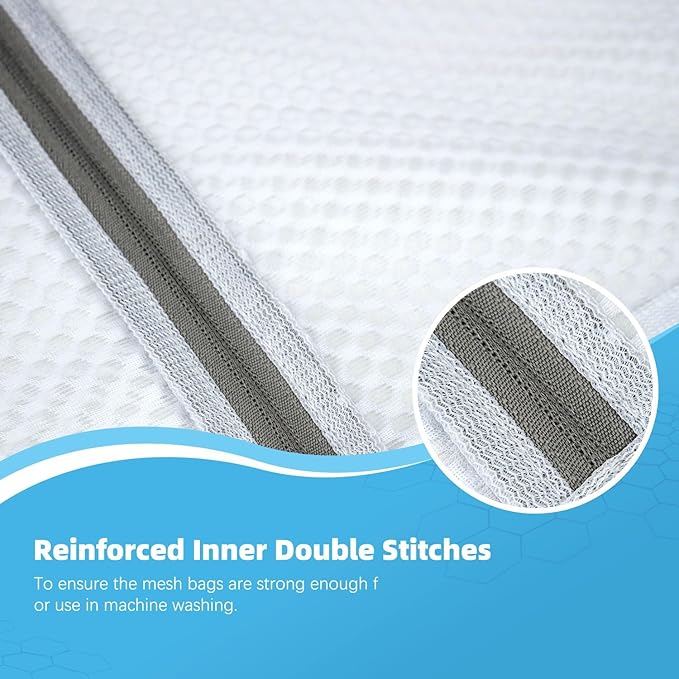 Honeycomb Mesh Laundry Bags for Delicates - 12x16 Inches Medium Washing Bags for Bras, Lingerie, Socks, Baby Clothes - Gentle Wash Protection with Zipper Closure (6)