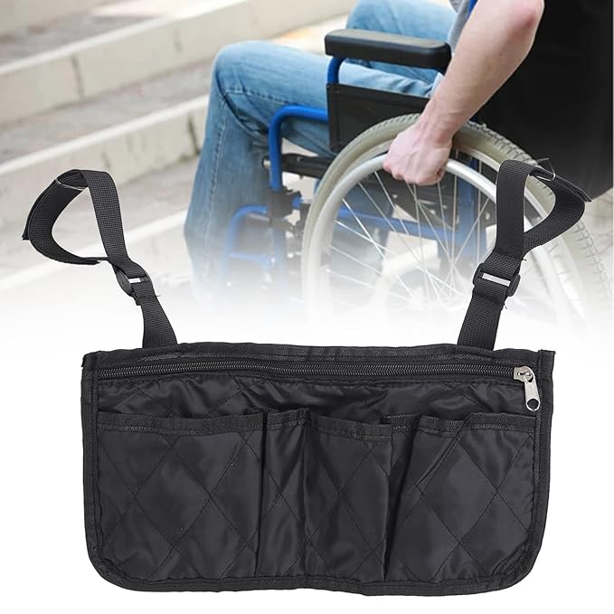 Wheelchair Carry Bag, Wheelchair Side Bag Armrest Accessories Storage Bag, Wheelchair Armrest Accessories, Arm Rest Pouch for Rollator, Walkers, Wheel Chairs