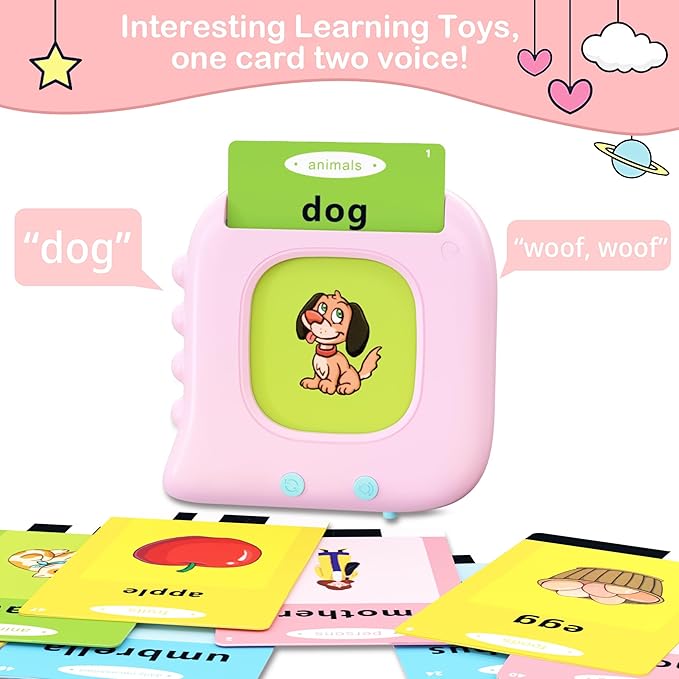 Learning Toys for Toddlers 1-3 - Montessori Toddler Toys Birthday Gift for 1 2 3 4 5 Year Old Girls, 224 Sight Words Talking Flash Cards, Autism Sensory Toys for Autistic Children, Educational Toys