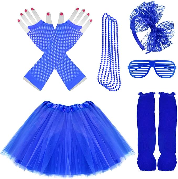 Kids 6 in 1 Costume Accessories 1970s 1980s Fancy Outfits and Dress for Cosplay Party Theme Party for Girl