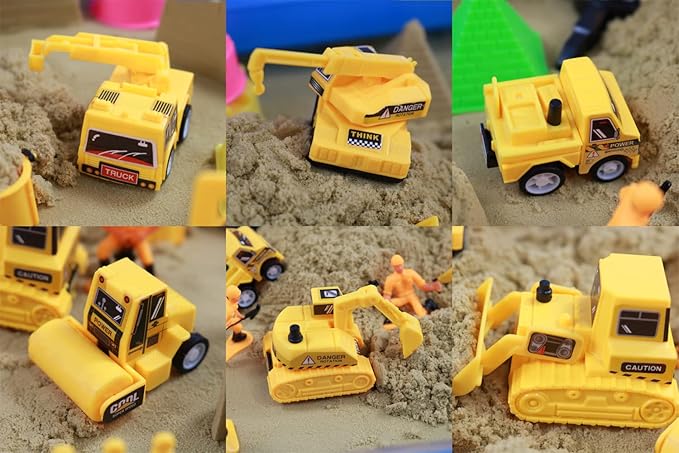 FYZ Brothers Play Sand Kit for Kids, 40 Pcs Sandbox Toys Set, 3lbs Sensory Sand, Sand Molding Tools, Construction Toys and Signs, Christmas Gift for Boys and Girls
